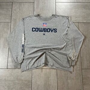 Reebok Dallas Cowboys NFL Long Sleeve T Shirt Heather Gray Graphic Men 2XL